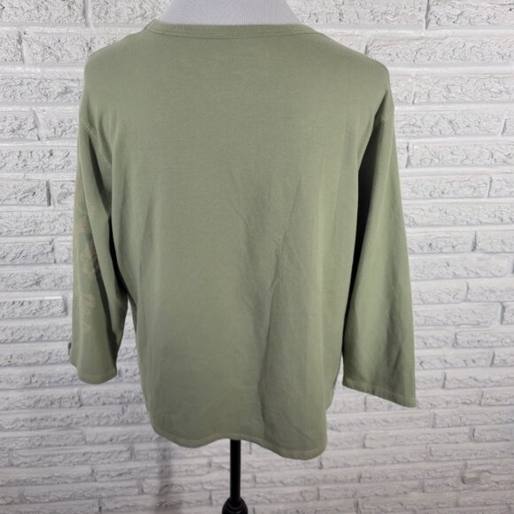 Bay Studio Khakis Womens Top 1X Plus 3/4 Sleeve Green Rhinestones GRE10E - Picture 6 of 8